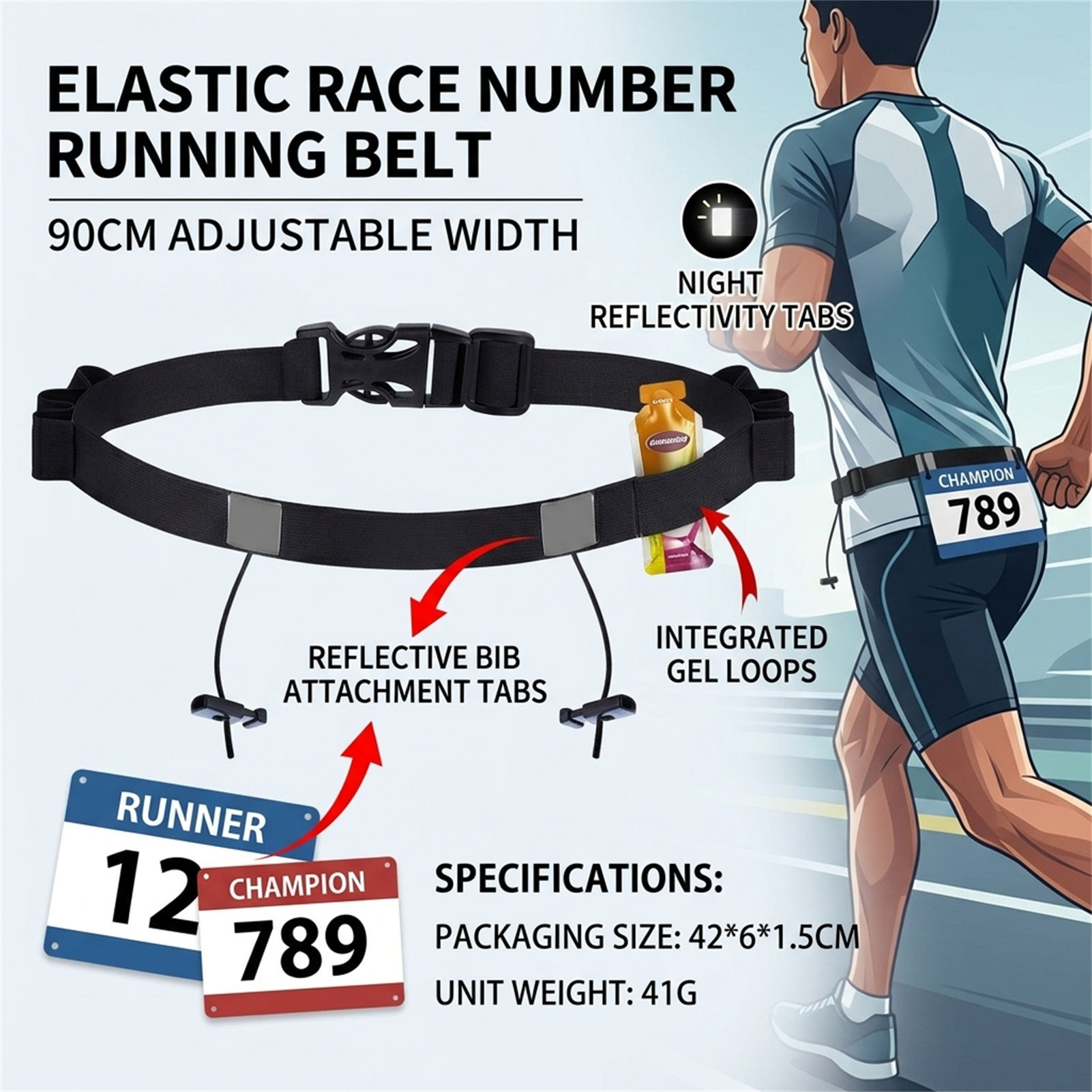 Reflective Race Bib Belt for T - Race Bib ulasan dan harga