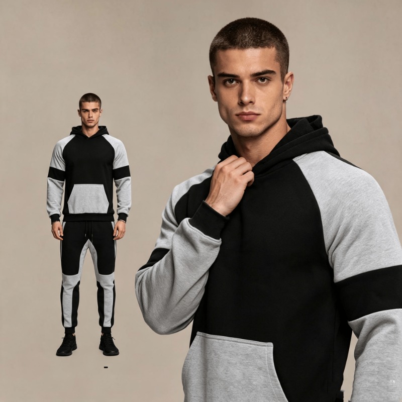 Men Color Block Hoodie And Jog - Joggers Pants ulasan dan harga