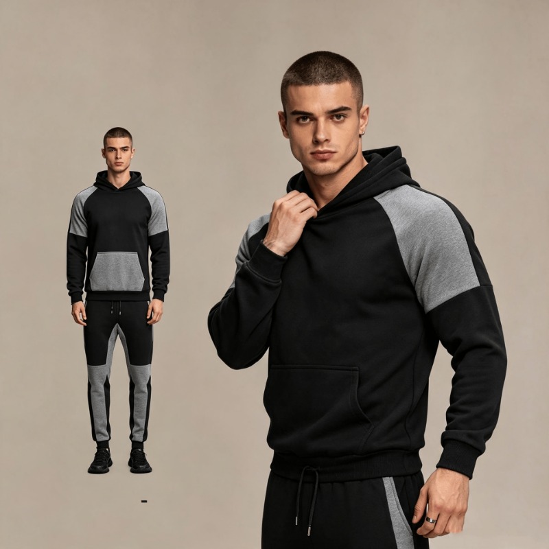 Men Color Block Hoodie And Jog - Joggers Pants ulasan dan harga