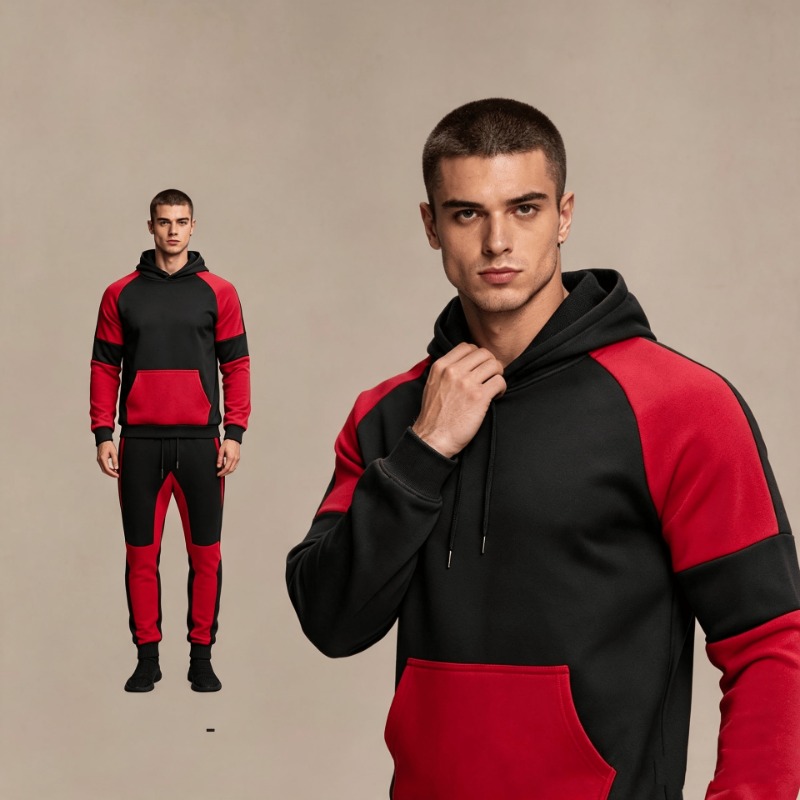 Men Color Block Hoodie And Jog - Joggers Pants ulasan dan harga